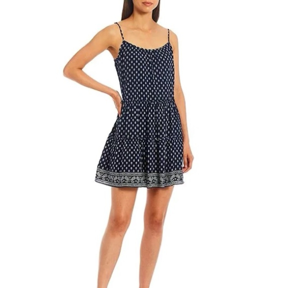 Scoop Neck Spaghetti Strap Paisley Babydoll Dress